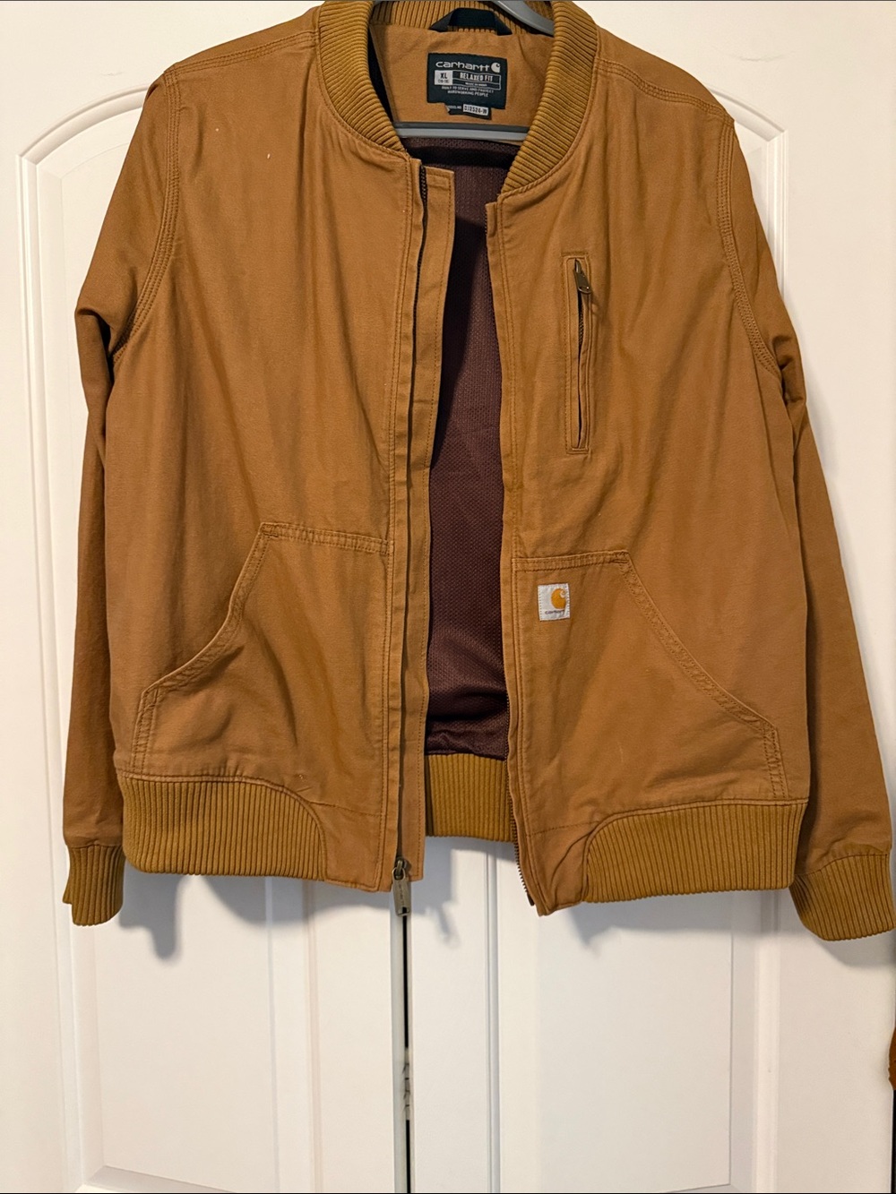 Carhartt woman’s Brown/Tan Canvas Crawford Bomber Jacket